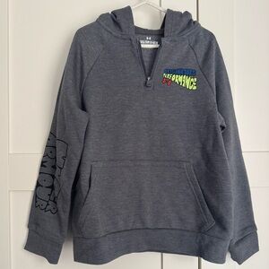 NWT Under Armour Boys' Gray Quarter-Zip Hoodie Fleece Lined Size XS